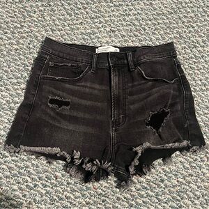 Abercrombie & Fitch Black Ripped Jean Shorts